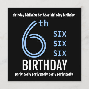 Invitation 6e fête d'anniversaire Modern Blue and Black G203