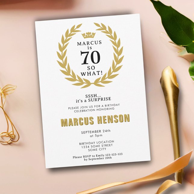 Invitation 70 alors Quelle drôle Laurel Wreath 70e anniversai (Créateur téléchargé)