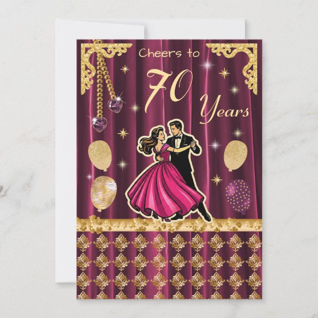 Invitation 70 ans avec couples de danseurs (Devant)