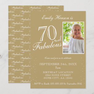 Invitation 70 ans et Fabuleux Élégant Photo Anniversaire