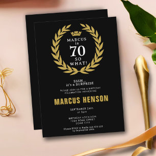 Invitation 70 et alors Couronne de laurier drôle 70e annivers