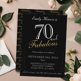 Invitation 70 et fabuleux noir élégant script Anniversaire