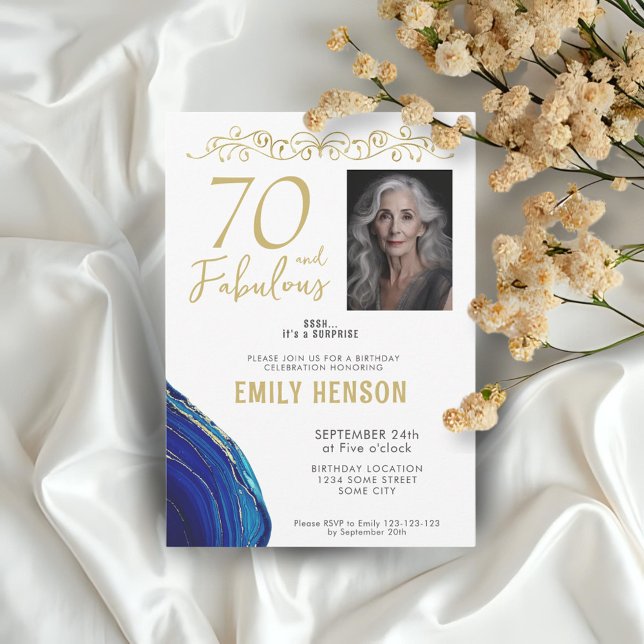 Invitation 70 et fabuleux ornement d'or 70e anniversaire Phot (Créateur téléchargé)