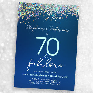 Invitation 70 et Fabulous Blue Parties scintillant 70e fête d