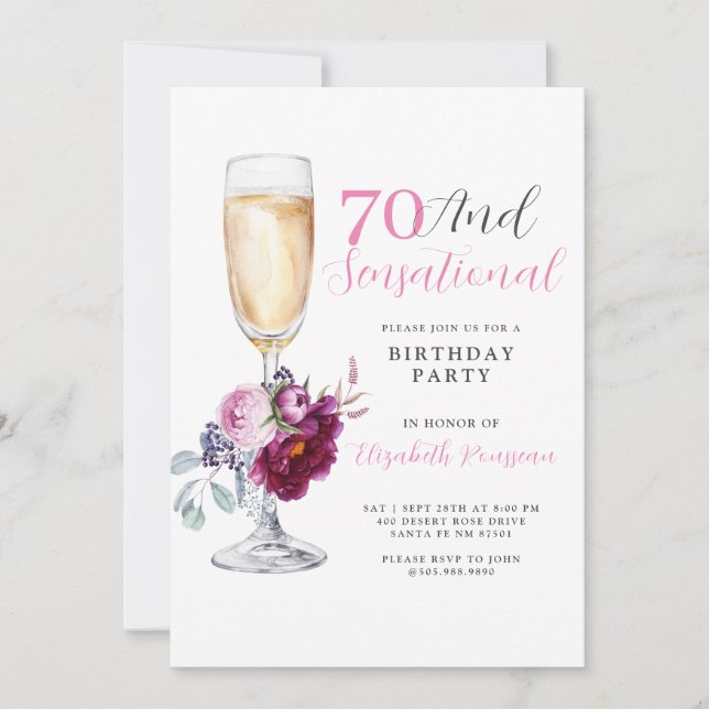 Invitation 70 Et Sensational Birthday Party (Devant)