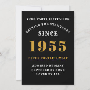 Invitation 70e anniversaire 1955 Black Gold Personnalisé Pour