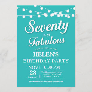 Invitation 70e Anniversaire Aqua Turquoise Fabuleu