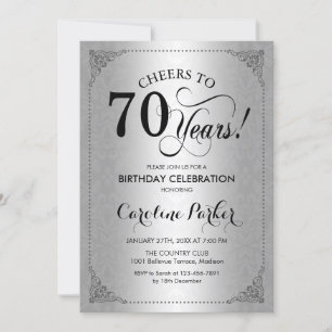 Invitation 70e anniversaire - Argent Damask