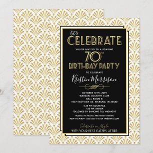 Invitation 70e anniversaire Art Déco Gatsby Roaring 20s Anniv