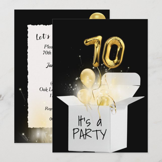 Invitation 70e anniversaire Ballons d'or en boîte blanche (Devant / Derrière)
