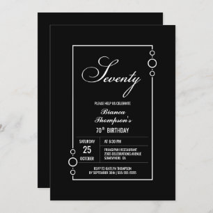 Invitation 70e anniversaire Black avec White Frame Party