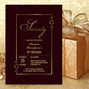Invitation 70e anniversaire Bourgogne avec Gold Frame Party