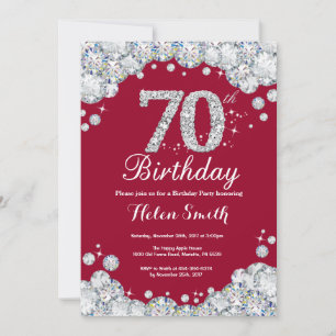 Invitation 70e anniversaire Bourgogne Rouge et Diamant Argent