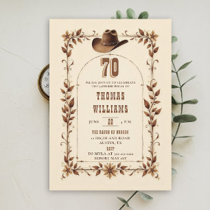 Invitation 70e anniversaire Cowboy Arch Western Rustique Vint