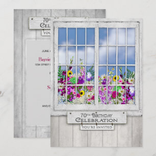 Invitation 70e anniversaire de fête INVITATION, fenêtre rusti