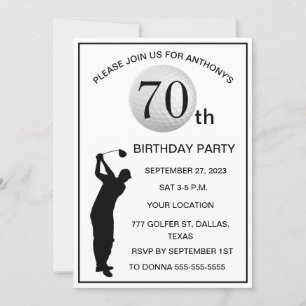 Invitation 70e anniversaire de la fête Golfer Black Par Papa
