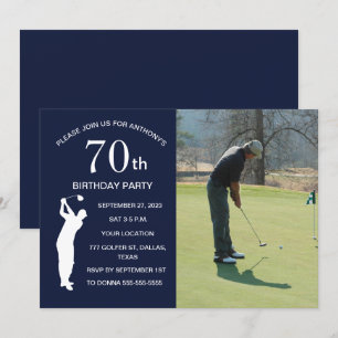 Invitation 70e anniversaire de la fête Golfer Blue Park Golf 