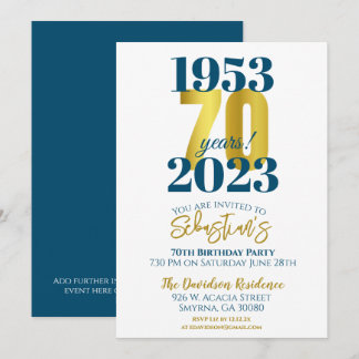 Invitation 70e anniversaire de la typographie de fête Date