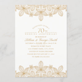 Invitation 70e anniversaire de mariage élégant lace doré