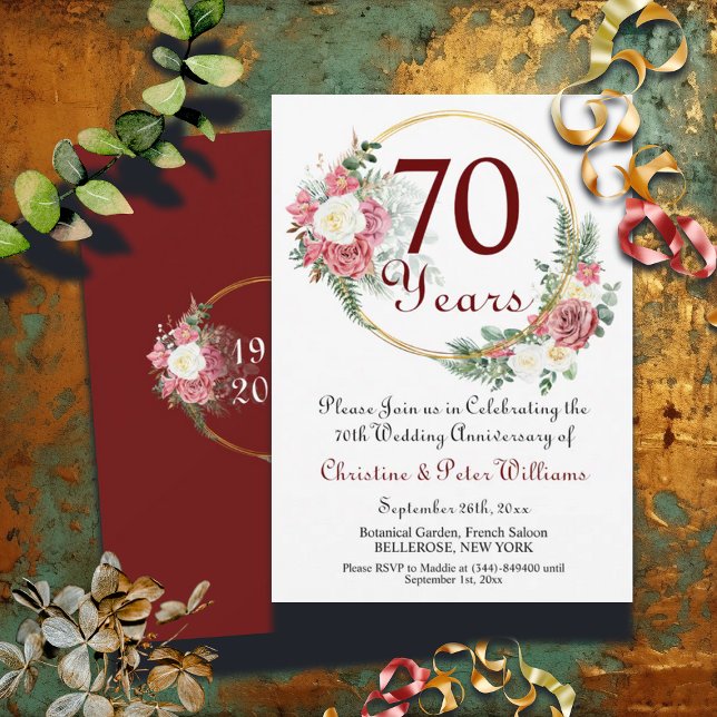 Invitation 70e anniversaire de Mariage Platinum Roses (Créateur téléchargé)