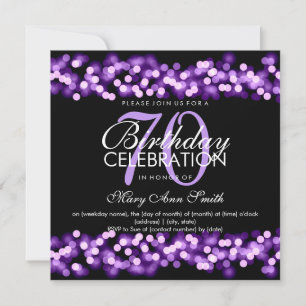 Invitation 70e Anniversaire de violet Hollywood Glam