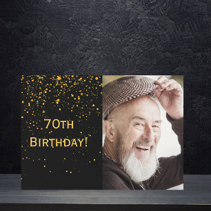 Invitation 70e anniversaire d'invitation photo noir pour homm