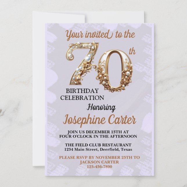 Invitation 70e anniversaire Elegant Party (Devant)