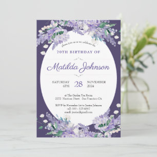 Invitation 70e anniversaire Floral foncé Purple Wisteria Élég