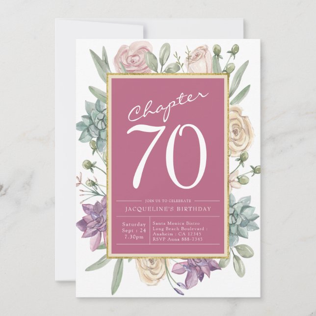 Invitation 70e anniversaire Floral Surprise Party (Devant)