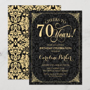 Invitation 70e anniversaire - Gold Black Damask