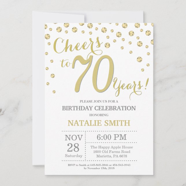 Invitation 70e anniversaire Gold Parties scintillant Diamond  (Devant)