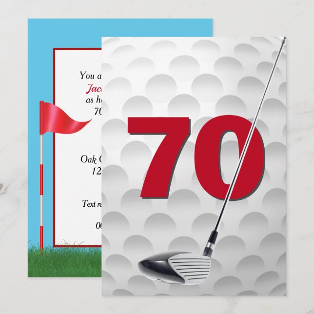 Invitation 70e anniversaire Golf Theme Party (Devant / Derrière)