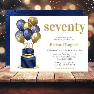 Invitation 70e anniversaire Marine Blue Cake