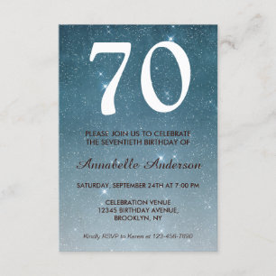 Invitation 70e anniversaire Marine Blue Midnight Sky Stars Pa