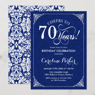 Invitation 70e anniversaire - Marine White Damask