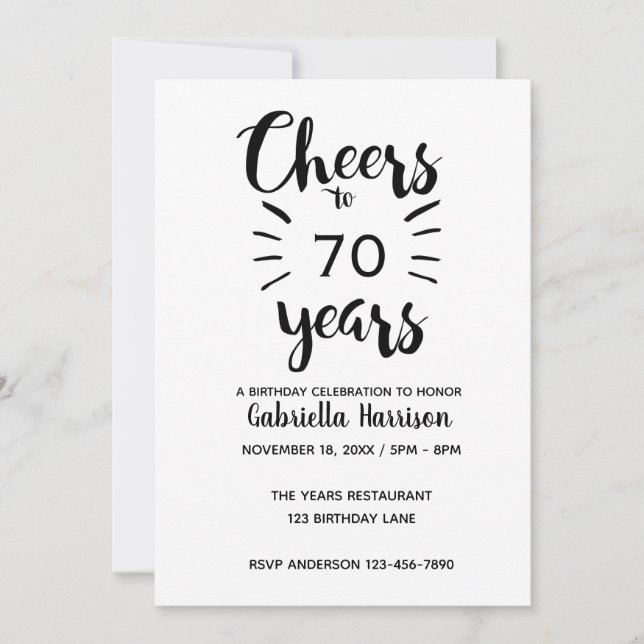 Invitation 70e anniversaire minimaliste (Devant)