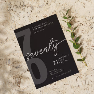 Invitation 70e anniversaire minimaliste moderne gris noir