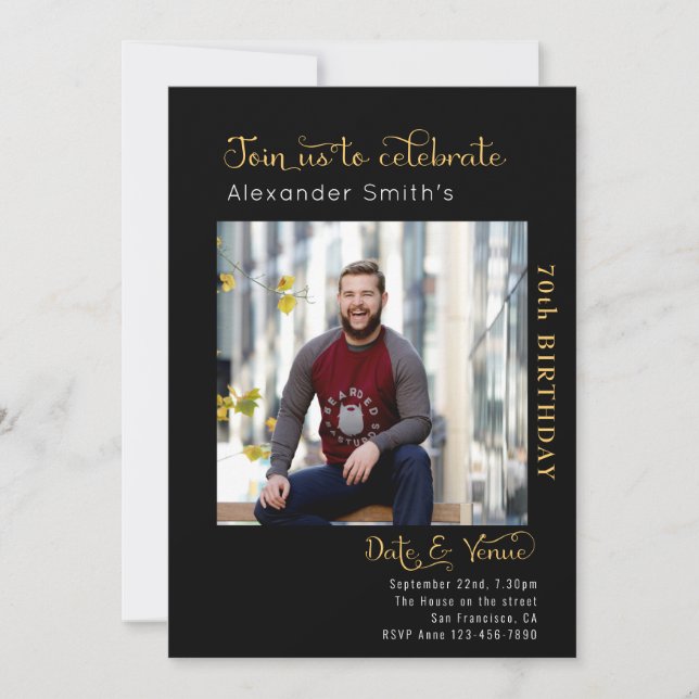 Invitation 70e anniversaire Noir (Devant)