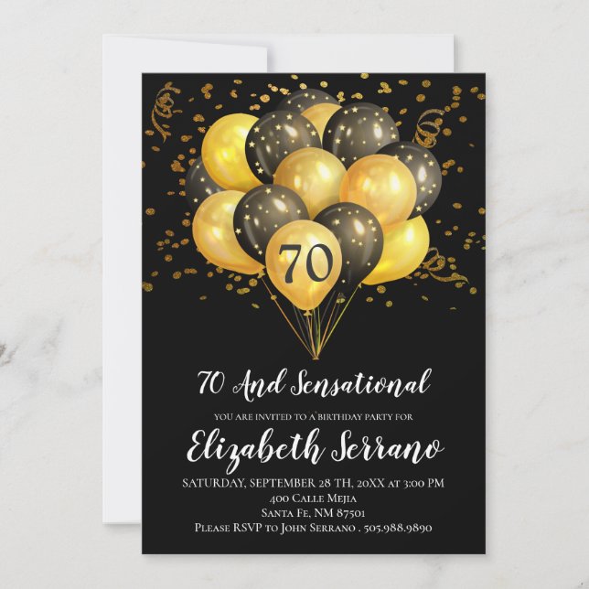 Invitation 70e anniversaire Noir et Or (Devant)