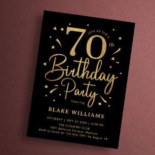 Invitation 70e Anniversaire Noir Or