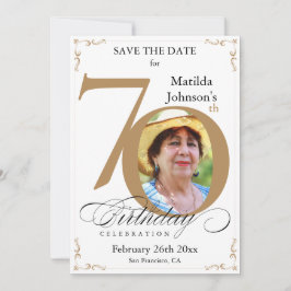 Invitation 70e Anniversaire Or Blanc Enregistrer La Date Pers