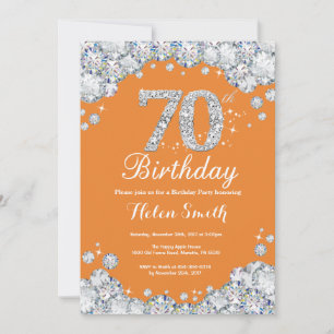 Invitation 70e anniversaire Orange et Silver Diamond