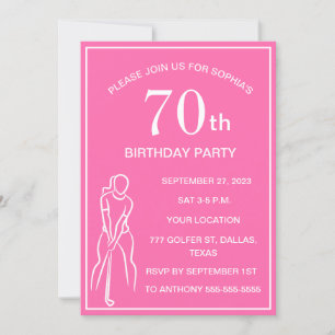 Invitation 70e Anniversaire Party Golfer Pink Ladies Golf Par