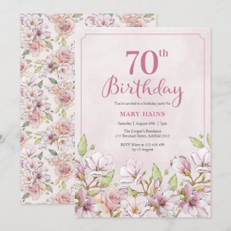 Invitation 70e anniversaire Pink Floral