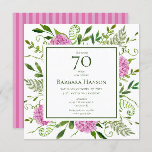 Invitation 70e anniversaire Pink Hydrangeas