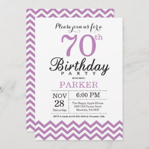 Invitation 70e anniversaire Purple Chevron