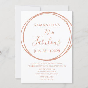 Invitation 70e anniversaire Rose Gold Minimal Anniversaire