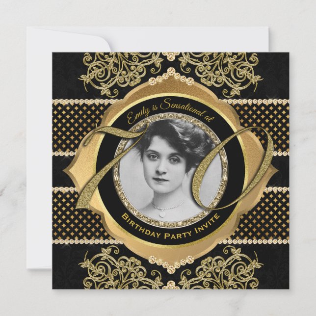 Invitation 70e anniversaire Seventieth Gold Diamond cadre pho (Devant)