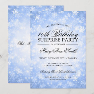 Invitation 70e anniversaire surprise Blue Winter Wonderland