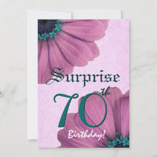 Invitation 70e anniversaire surprise Daisies roses E002